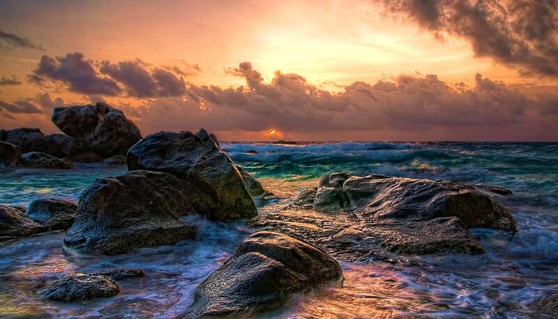 Rocks on Ocean Shore — Orange