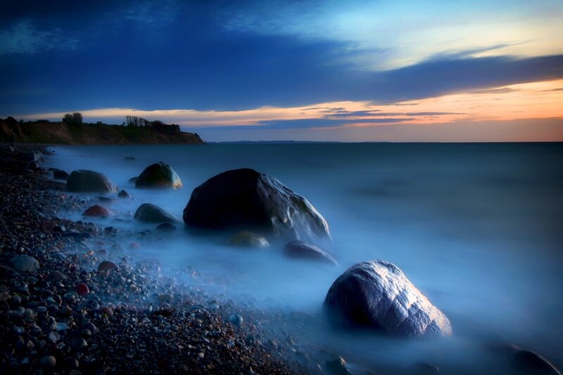 Rocks on Pebble Beach — Blue, Serene