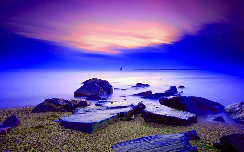Rocks on Pebble Beach — Purple