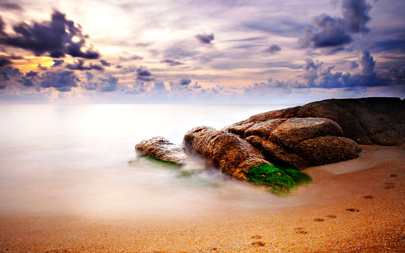 Rocks on Sandy Beach — Brown