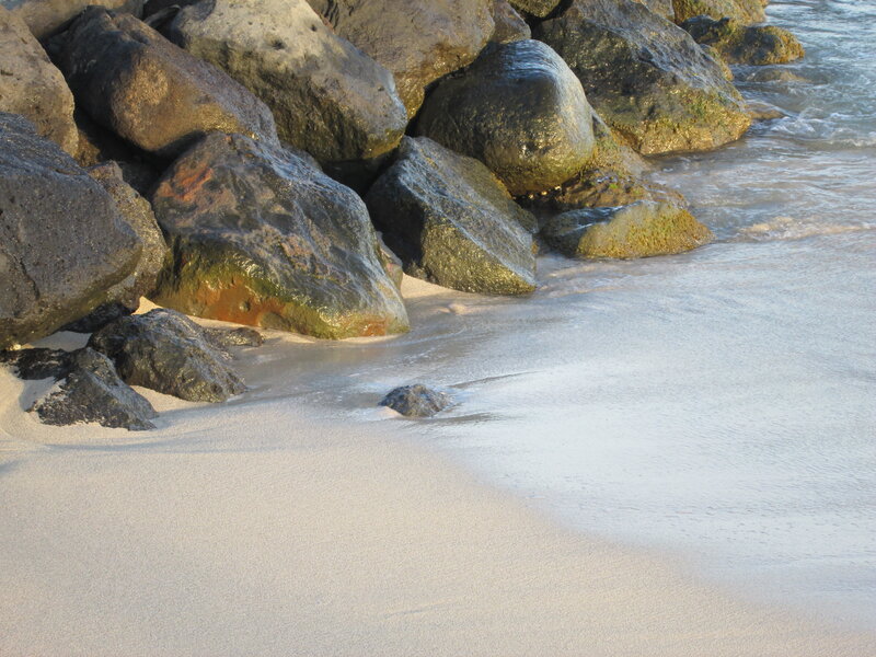 Rocks on Sandy Beach — Gray