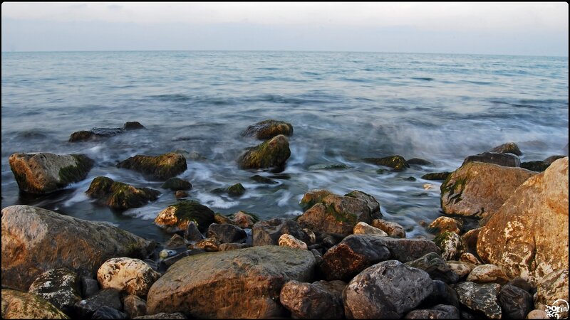 Rocks on Seashore — Blue, Calm