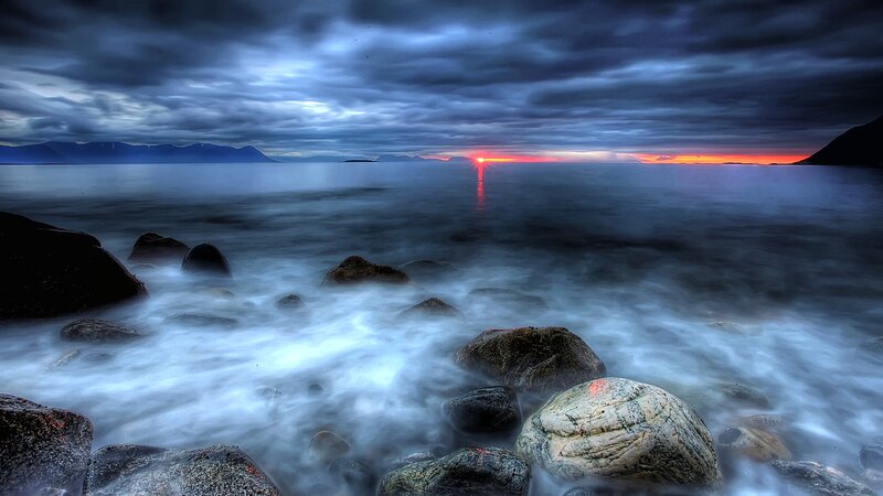 Rocks on Seashore — Blue