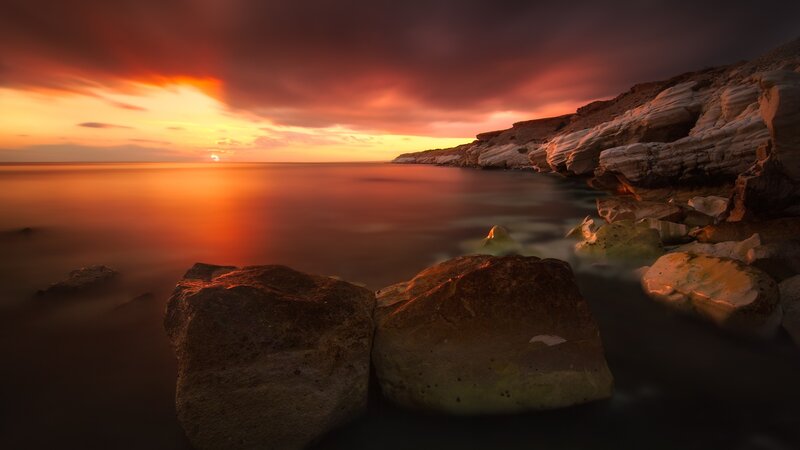 Rocks on Seashore — Orange, Dramatic