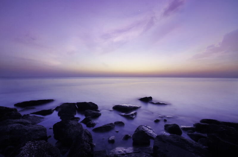 Rocks on Seashore — Purple, Serene
