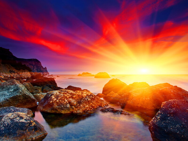 Rocks on Seashore — Red