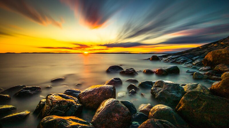 Rocks on Seashore — Yellow, Dramatic