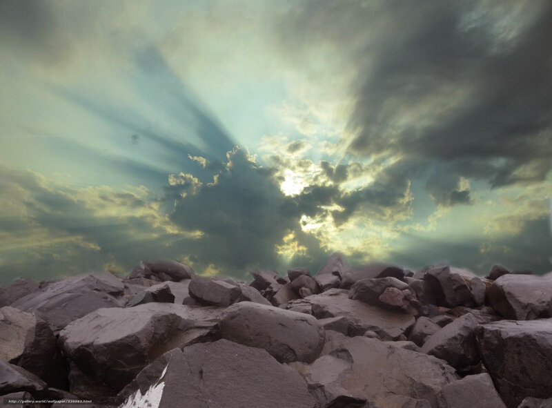 Rocks under Cloudy Sky
