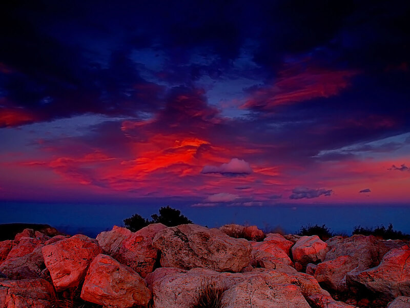Rocks under Sunset Sky