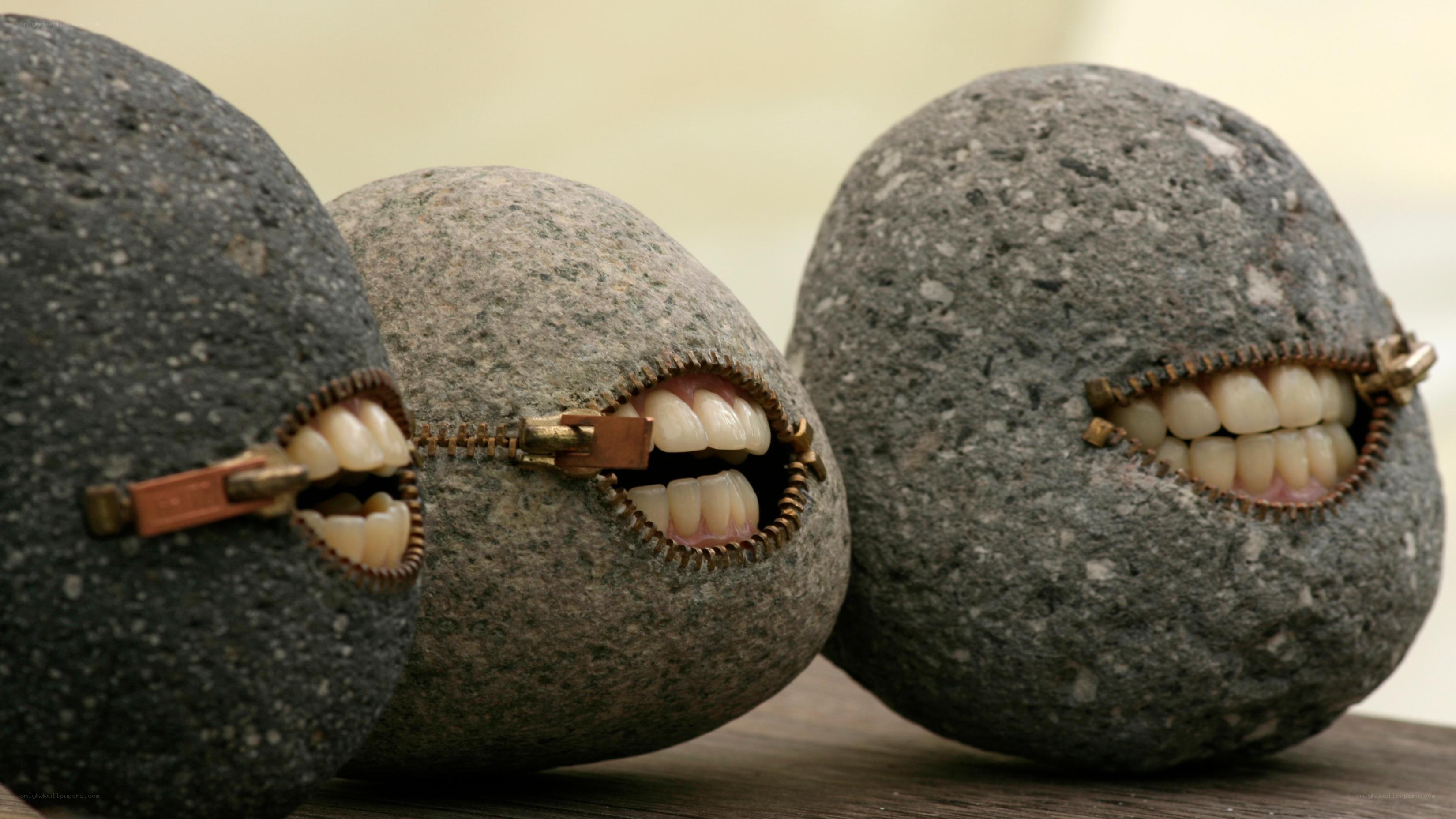 rocks with zipper mouths