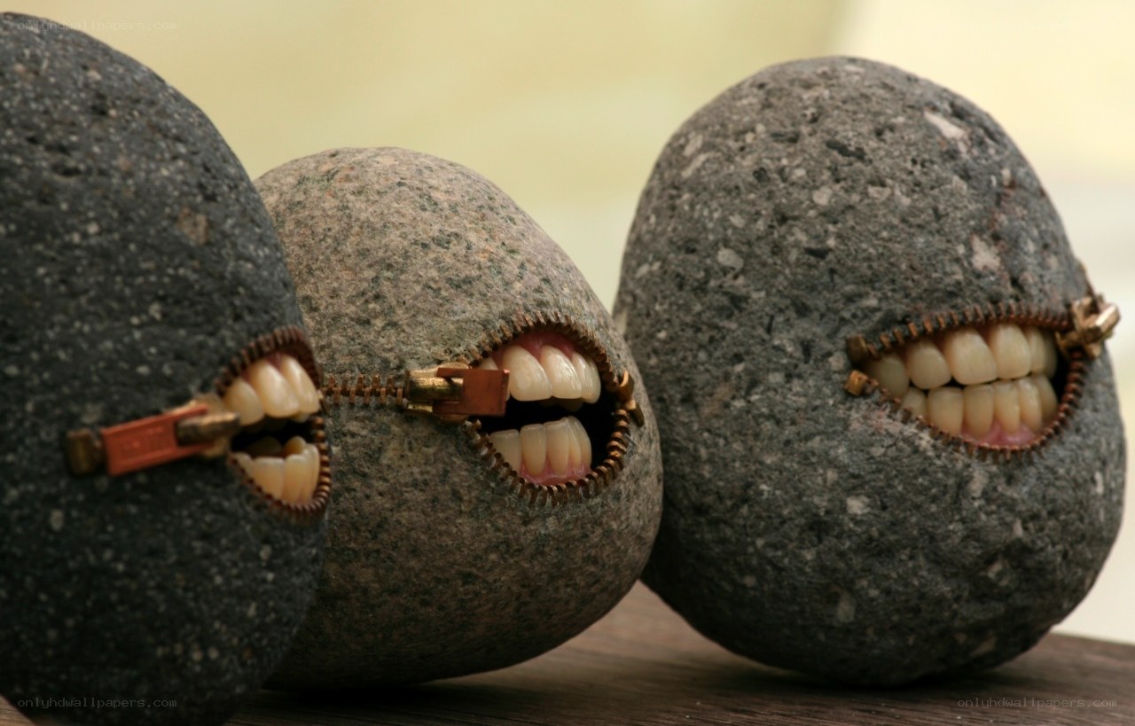 rocks with zipper mouths