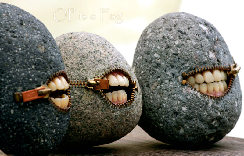 rocks with zipper mouths