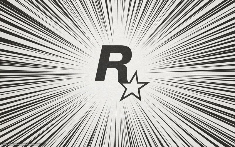 Rockstar Games logo on comic background