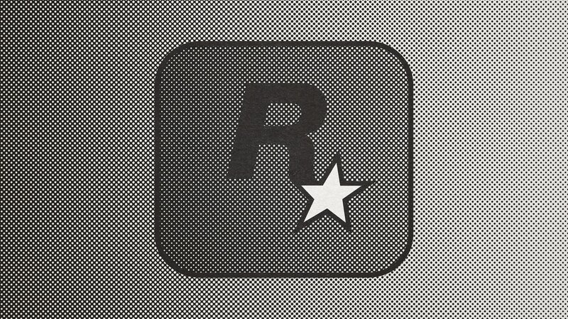 Rockstar Games logo on halftone background