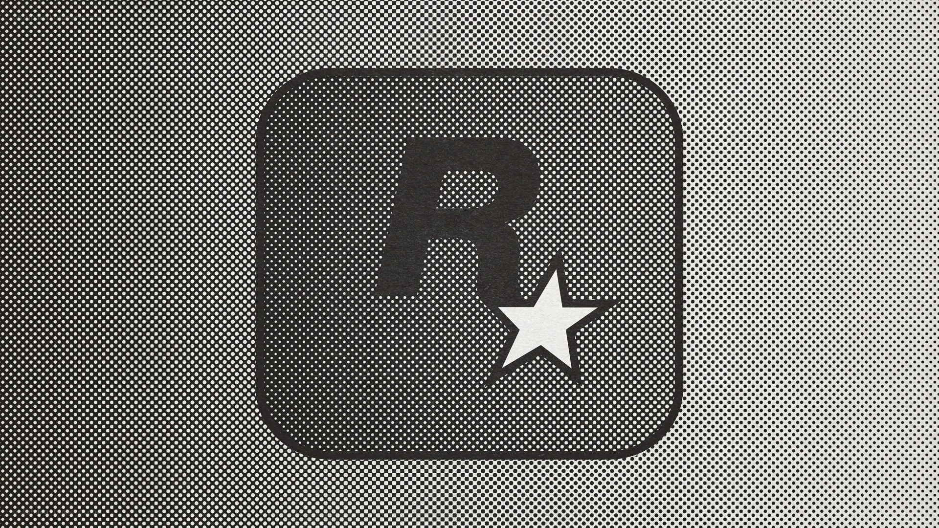 Rockstar Games logo on halftone background