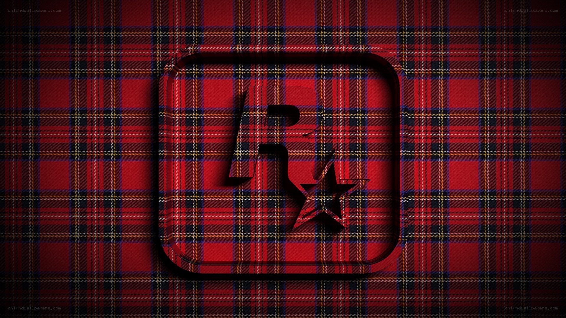 Rockstar Games logo on plaid