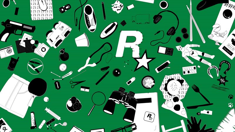 Rockstar Games logo with items