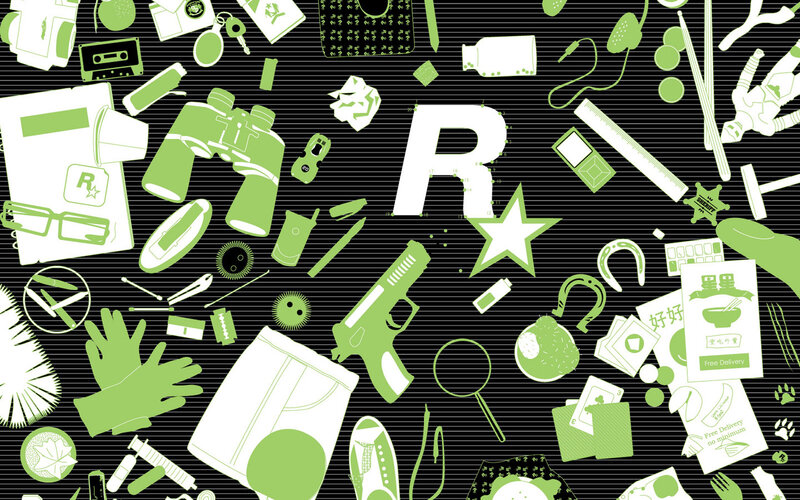 Rockstar Games logo with items