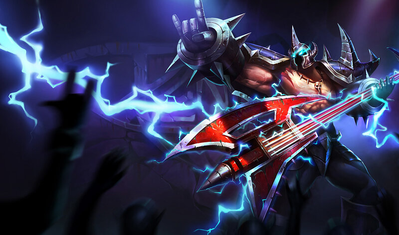rockstar warrior with lightning guitar
