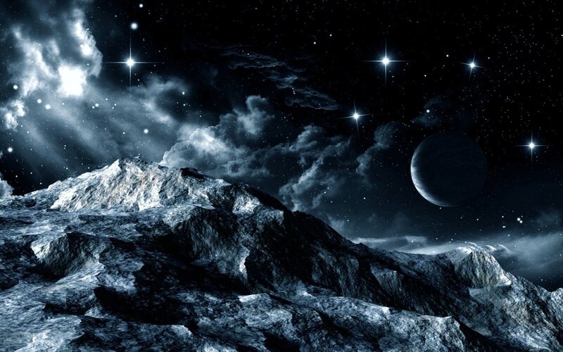 Rocky Alien Landscape — Black, Dramatic