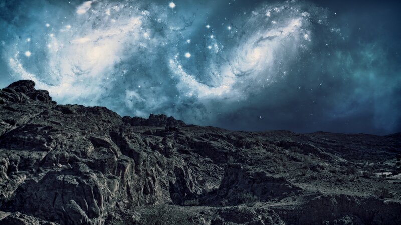 Rocky Alien Landscape — Blue