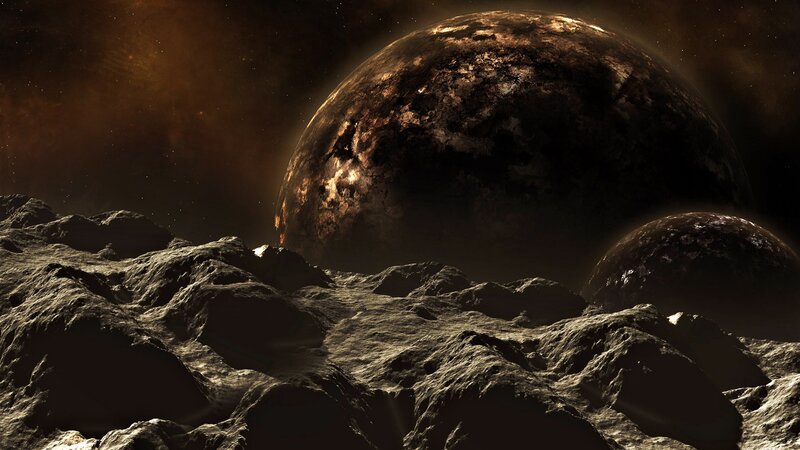 Rocky Alien Landscape — Brown, Dramatic, Night
