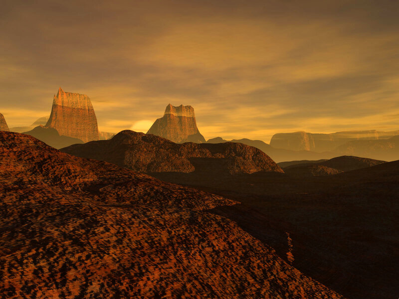 Rocky Alien Landscape — Orange, Dramatic