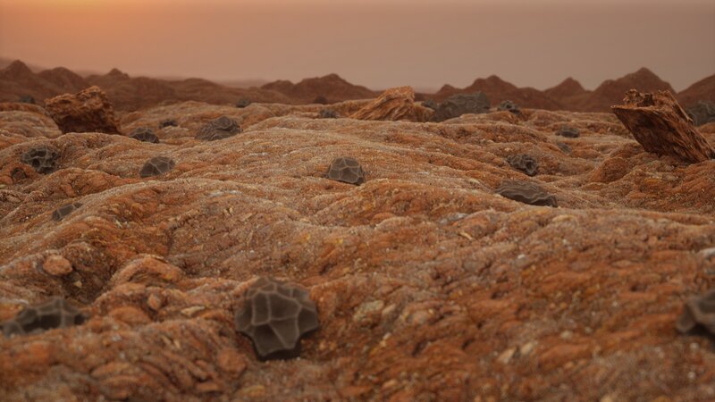 Rocky Alien Landscape — Orange