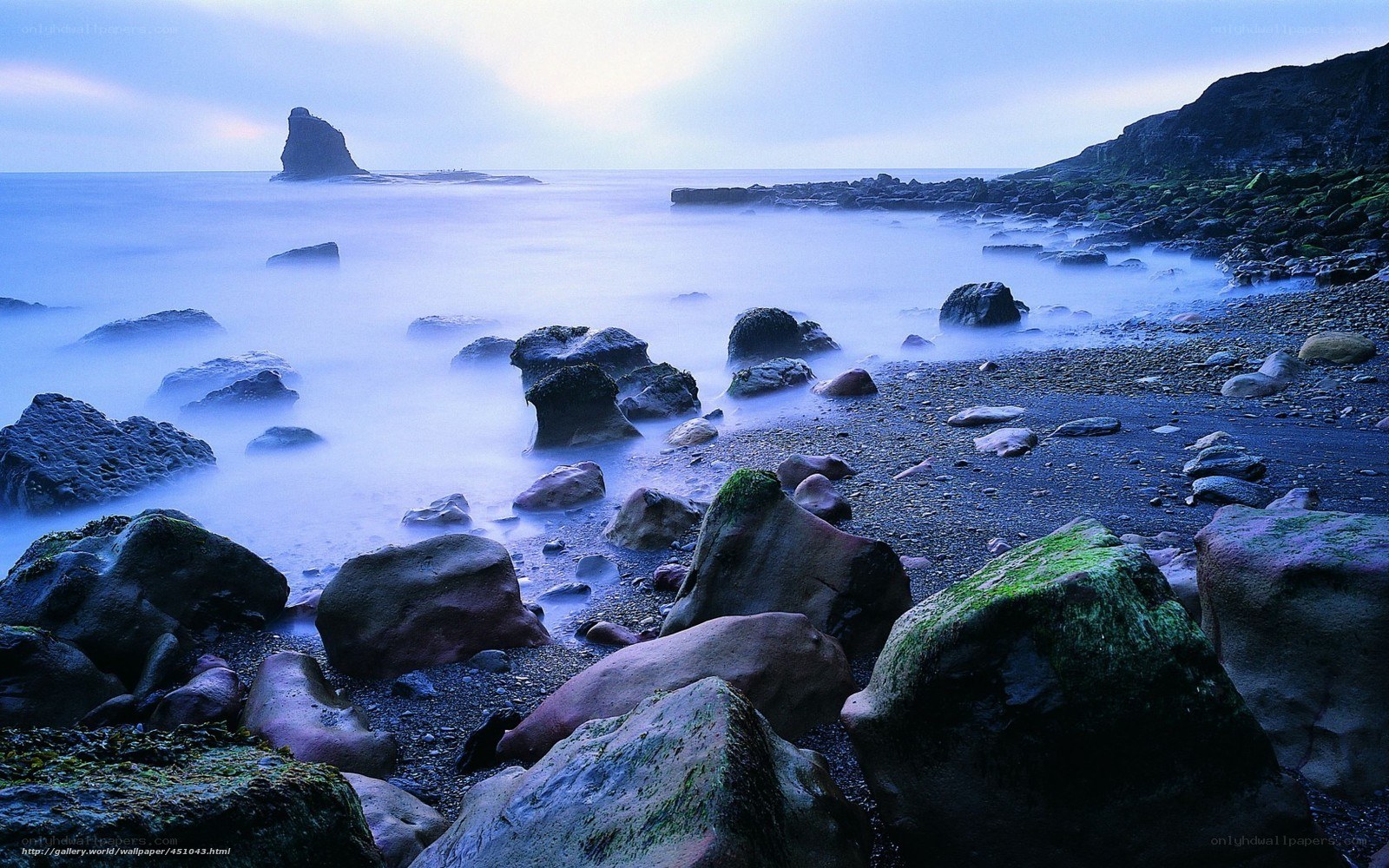 Rocky beach at dawn