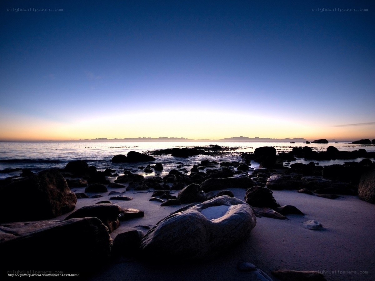 Rocky beach at dawn