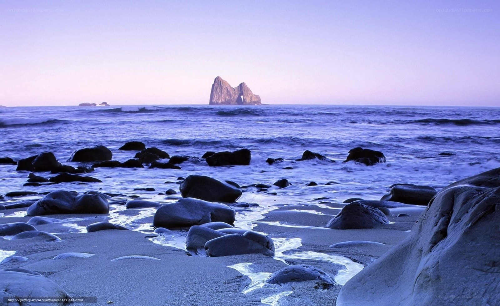 Rocky beach at dusk