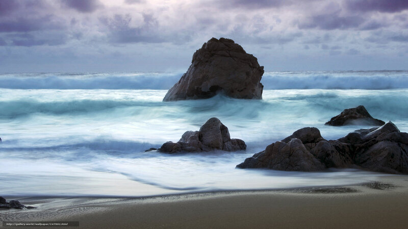 Rocky Beach at Dusk — Blue, Dramatic, Night, Photograph, Rocks, Ocean, Sky