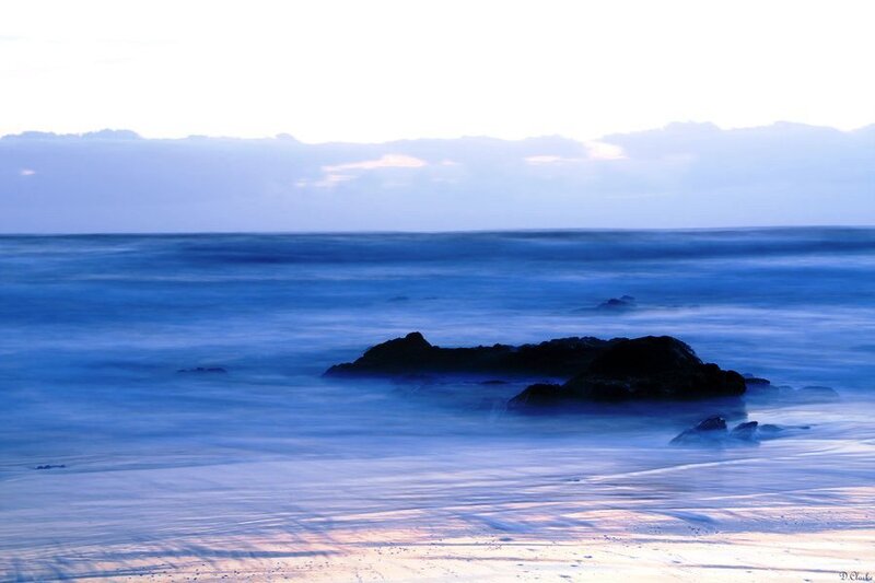 Rocky Beach at Dusk — Blue, Serene