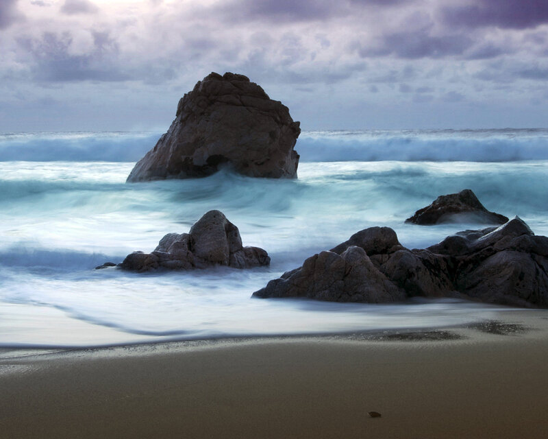 Rocky Beach at Dusk — Blue
