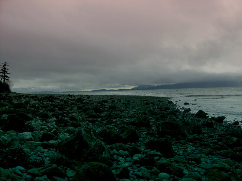 Rocky Beach at Dusk — Gray