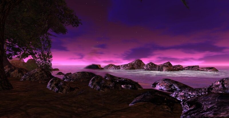 Rocky Beach at Night — Purple