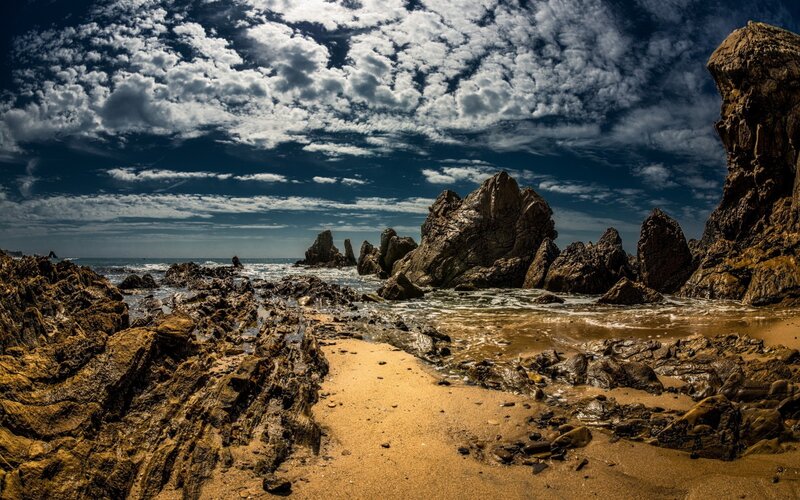 Rocky Beach at Ocean — Blue, Dramatic