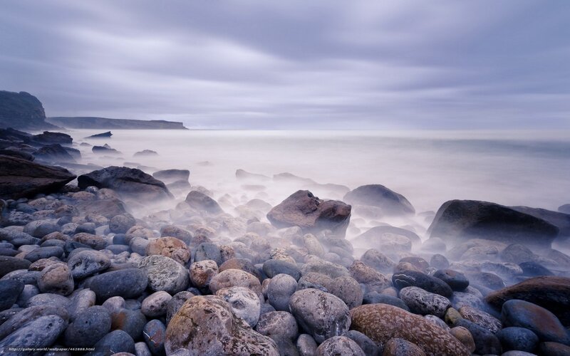 Rocky Beach at Sea — Gray