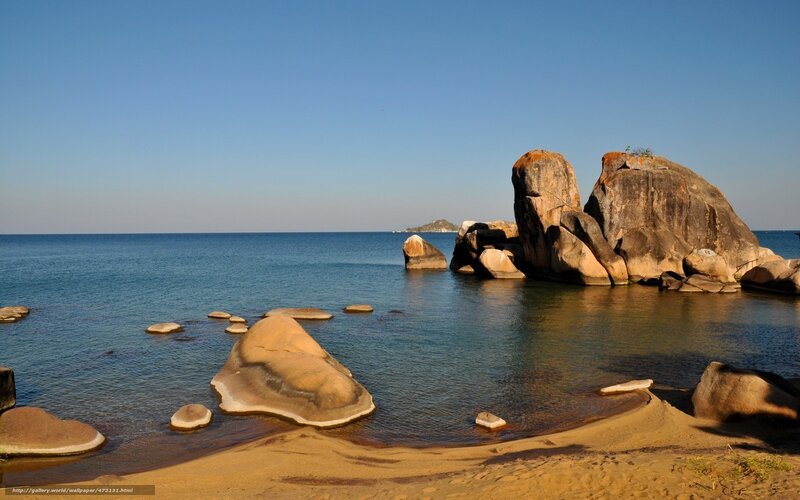 Rocky beach at sunset