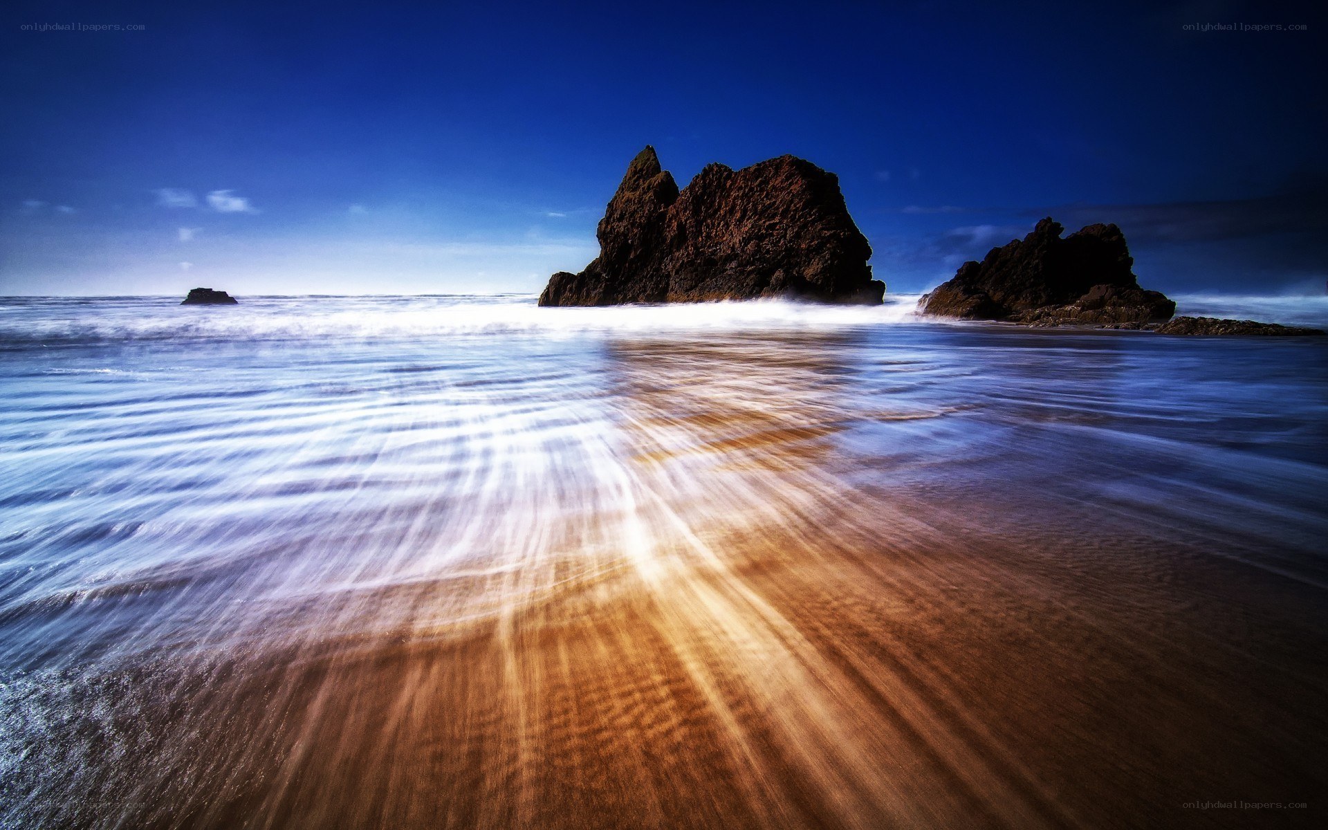 Rocky beach at sunset