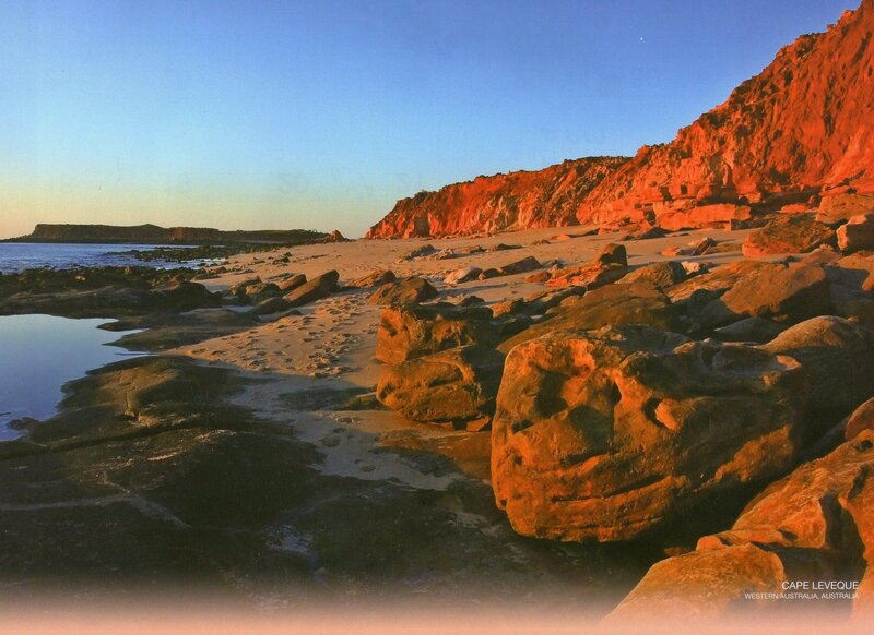 Rocky Beach at Sunset — Blue, Serene, Photograph, Cliffs, Sand
