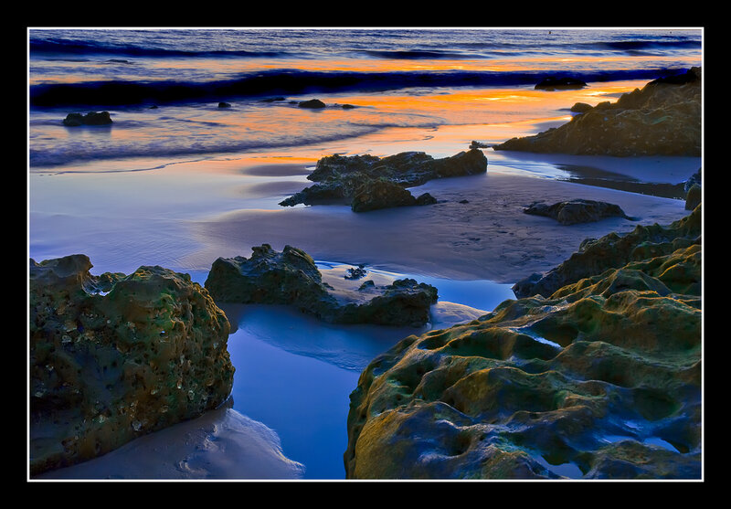 Rocky Beach at Sunset — Blue, Serene