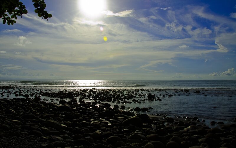 Rocky Beach at Sunset — Blue