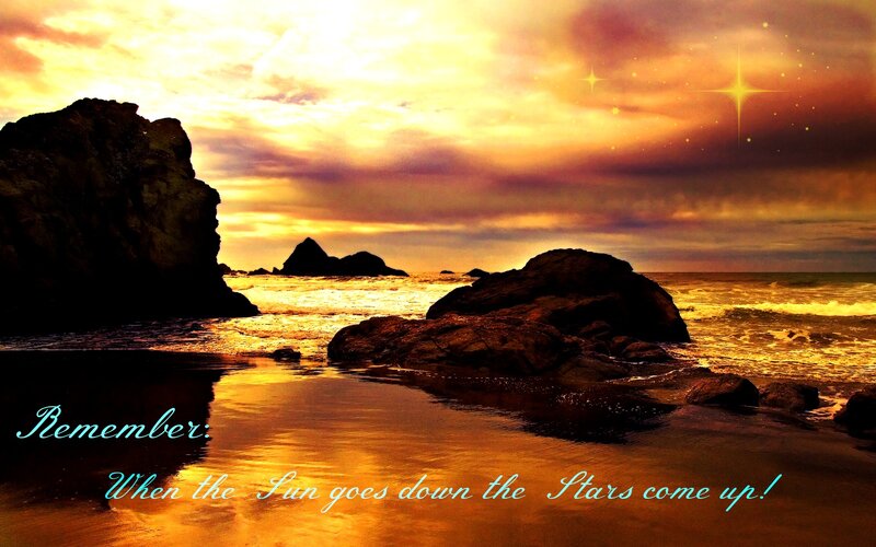 Rocky Beach at Sunset — Orange, Dramatic, Photograph, Rocks, Ocean, Sky, Stars