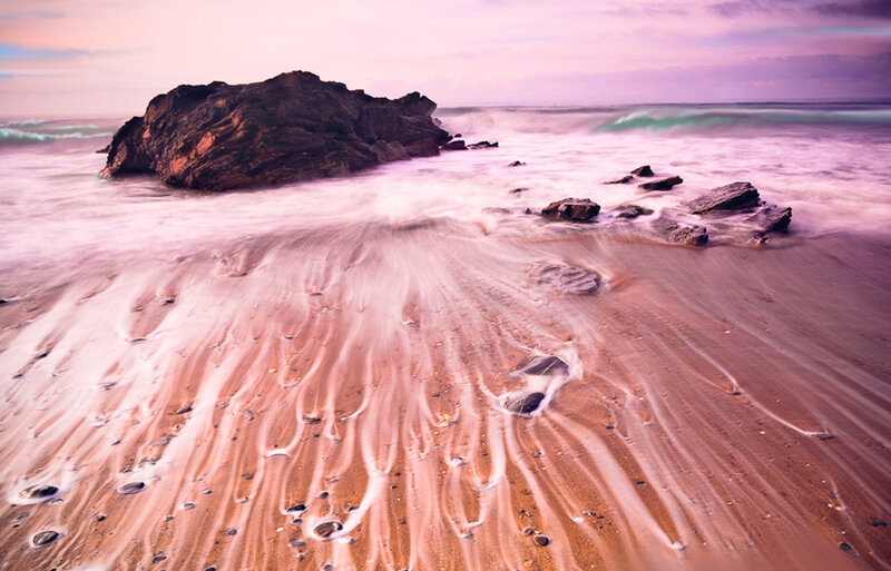 Rocky Beach at Sunset — Pink