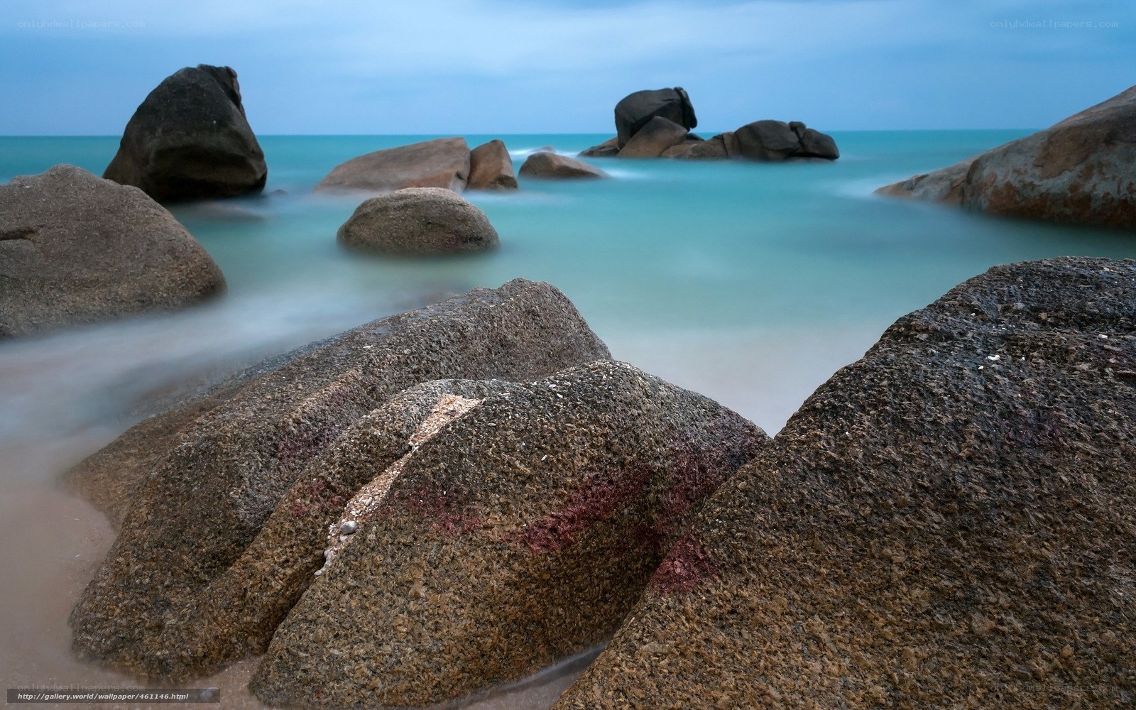 Rocky beach at twilight