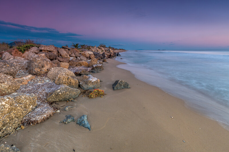 Rocky Beach at Twilight — Purple