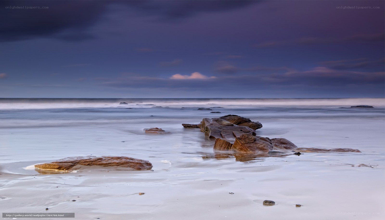 Rocky beach at twilight