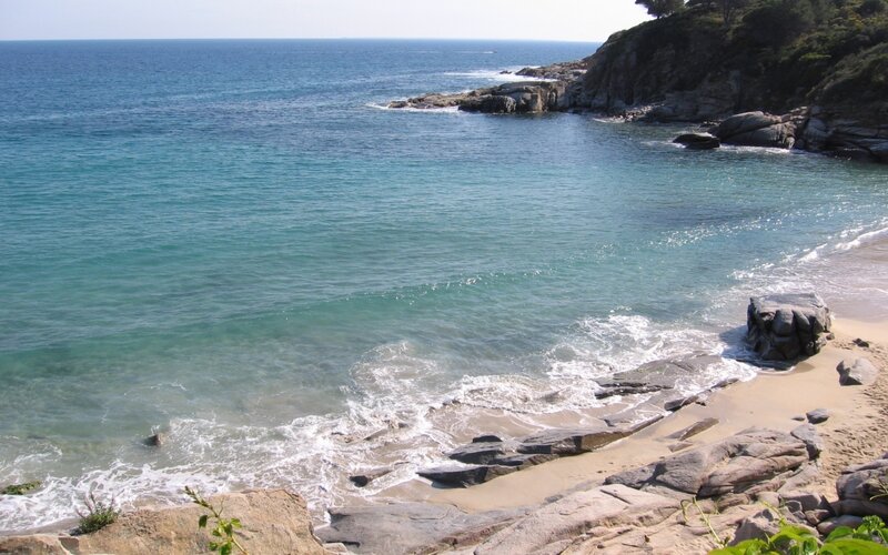 Rocky Beach Cove — Blue, Serene, Afternoon, Photograph, Ocean, Rocks