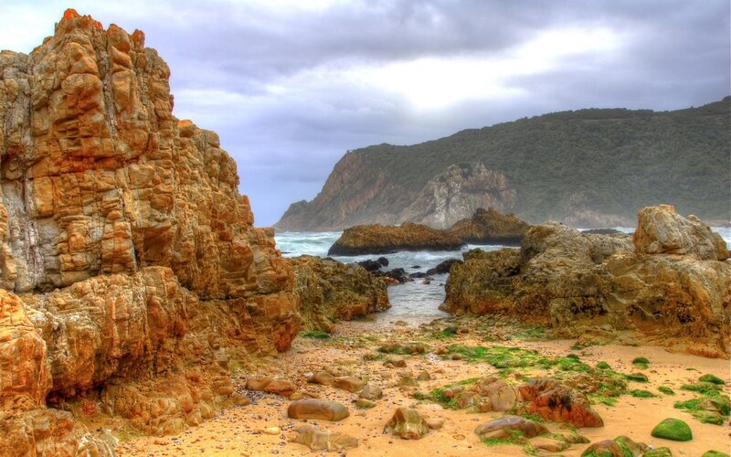 Rocky Beach Cove — Brown, Dramatic, Photograph